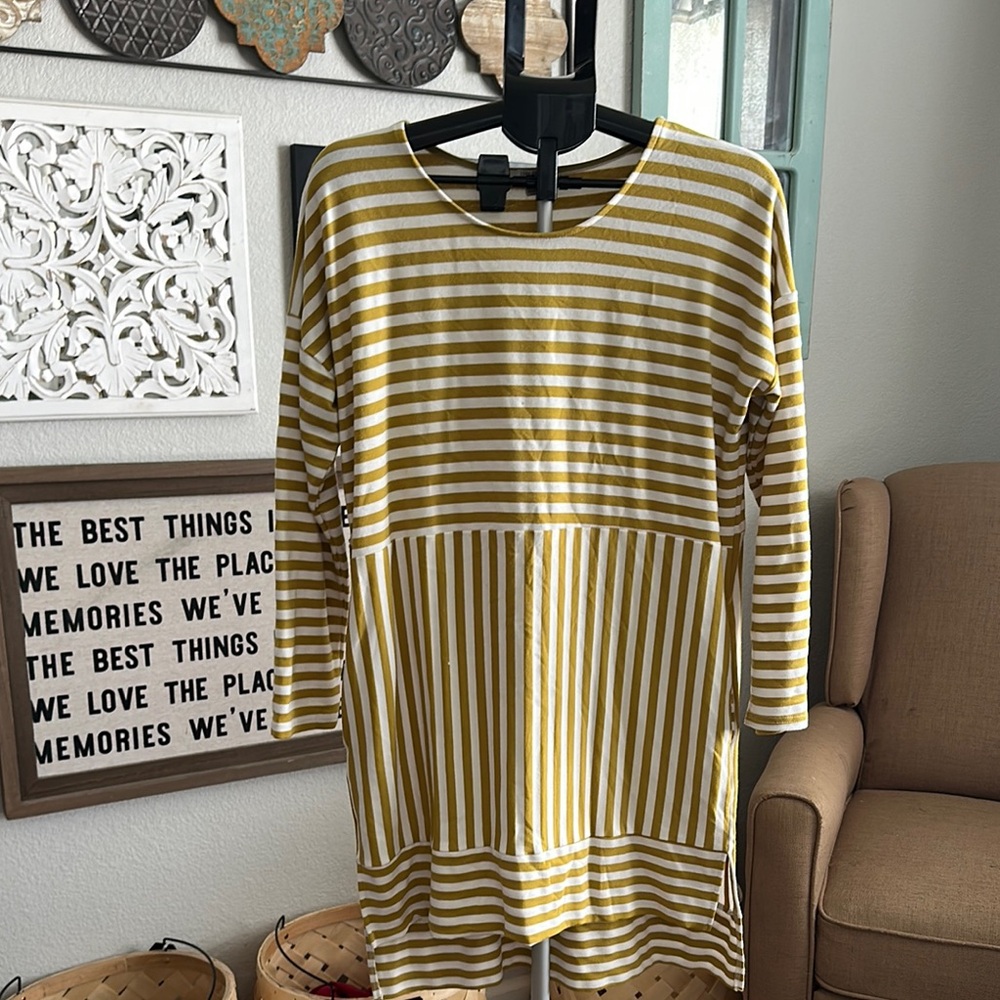 Umgee Yellow and White Striped Mini Dress
